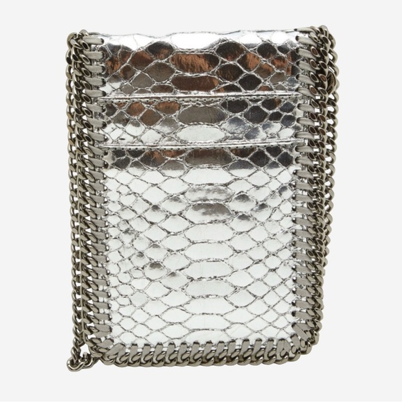 Stella McCartney Silver Python Embossed Falabella Phone Crossbody Bag W/ Box - Picture 3 of 12